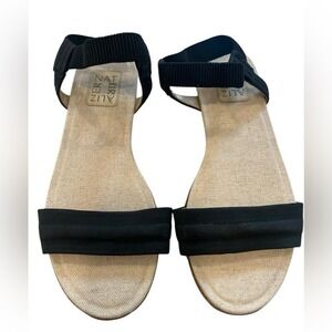 Naturalizer Women Black Fabric Ankle Strap Flat‎ Sandals Size 8.5